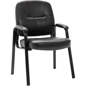 Lorell Chadwick Bonded Leather Guest Chair Black PopularChairscom   