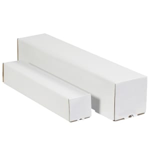 Partners Brand Square Mailing Tubes, 5inH x 5inW x 12inD, White, Pack Of 25