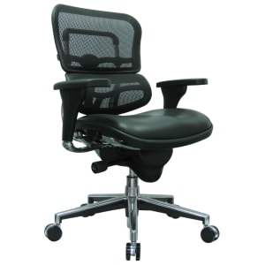 Eurotech Ergohuman Ergonomic Bonded Leather/Mesh Mid-Back Chair, Black/Chrome