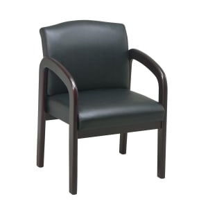 Office Star Work Smart Faux Leather Guest Chair BlackMahogany PopularChairscom   