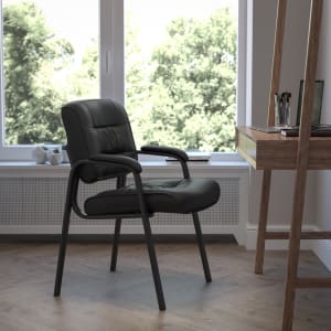 Flash Furniture LeatherSoft Executive Side Reception Chair with Powder Coated Frame BlackBlack PopularChairscom   