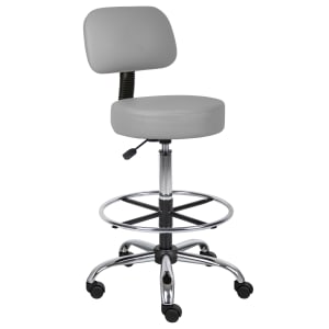 Boss Office Products Medical Drafting Stool With Backrest Caressoft Vinyl Gray PopularChairscom   