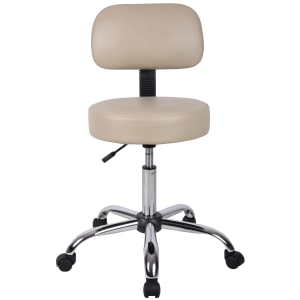 Boss Office Products Antimicrobial Medical Stool With Back BeigeChrome PopularChairscom   