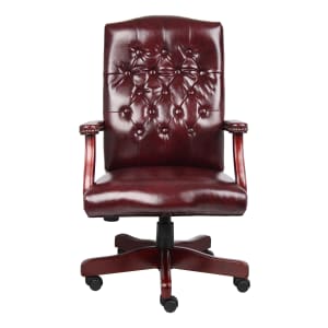 Boss Office Products Traditional Ergonomic High-Back Executive Chair, 47inH, Burgundy/Mahogany