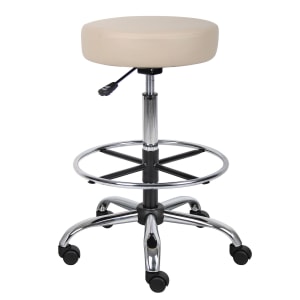Boss Office Products Medical Stool With Antimicrobial Protection Footring BeigeChrome PopularChairscom   