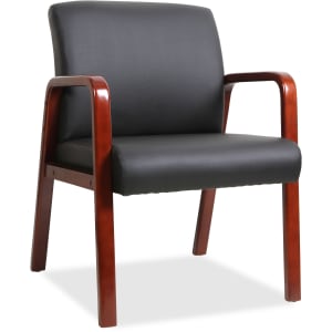 Lorell Bonded LeatherWood Guest Chair BlackCherry Mahogany PopularChairscom   