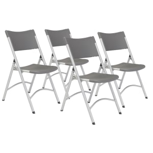 National Public Seating Series 600 Folding Chairs, Slate Gray/Silver, Pack Of 4 Chairs