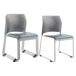 National Public Seating The Cafetorium Stackable Chairs Blue GrayGrayChrome Set Of 4 PopularChairscom   