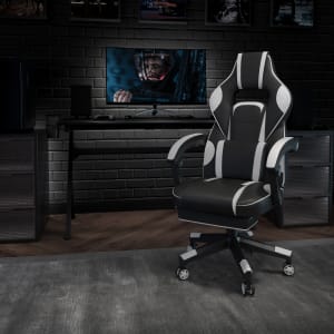 Flash Furniture X40 Gaming Chair With Fully Reclining Back And Arms WhiteBlack PopularChairscom   