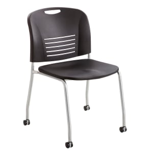 Safco Vy Plastic Seat Plastic Back Stacking Chair 17in Seat Width Black SeatSilver Frame Quantity 2 PopularChairscom   