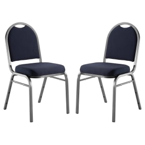 National Public Seating 9200 Series Dome Back Premium Fabric Upholstered Banquet Stack Chair Midnight Blue SeatSilvervein Frame Set Of 2 PopularChairscom   