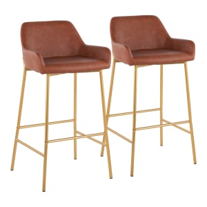 LumiSource Daniella Counter Stools, Camel/Gold, Set Of 2 Stools, B30DNLA2AUPUCAM2