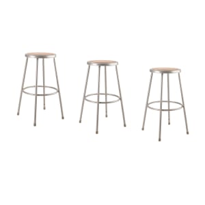 National Public Seating Hardboard Task Stool 30inH, Gray Seat/Gray Frame, Set of 3