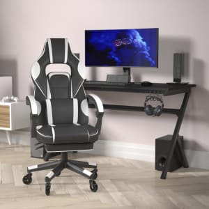 Flash Furniture X40 Ergonomic Faux Leather Racing Computer Gaming Chair BlackWhite PopularChairscom   