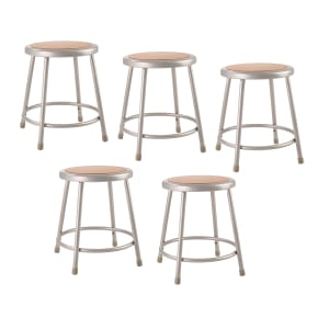 National Public Seating Hardboard Task Stool 18inH, Gray Seat/Gray Frame, Set of 5
