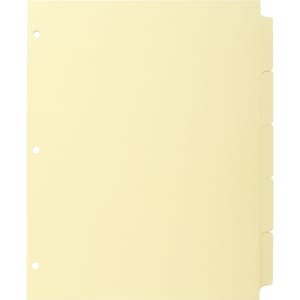 Business Source Mylar-reinforced Plain Tab Indexes - 5 Write-on Tab(s) - 8.5in Dividerx 11in Divider - Letter - 3 Hole Punched - Canary Tab(s) - 36/Box