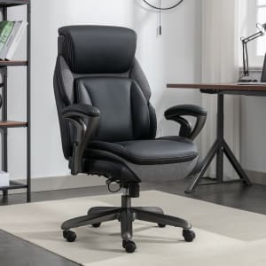 Serta SmartLayers Everett Big & Tall Ergonomic Vegan Leather High-Back Executive Office Chair, Black/Dark Gray, BIFMA Compliant