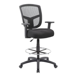 Boss Office Products Contract Mesh Drafting Stool, Antimicrobial, Black