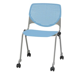 KFI Studios KOOL Stacking Chair With Casters, Sky Blue/Silver