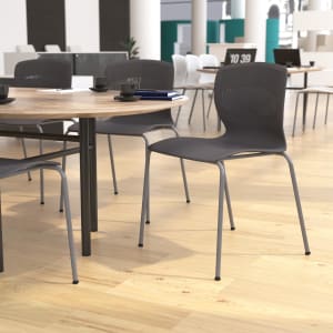 Flash Furniture HERCULES Series Commercial Grade 770-lb Capacity Ergonomic Stack Chair With Lumbar Support, Gray/Silver