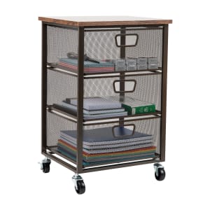 Mind Reader 3-Drawer Rolling Storage Cart Multipurpose Portable Cabinet with Wheels, 24-1/4in H x 13in W x 15-3/4in D, Black
