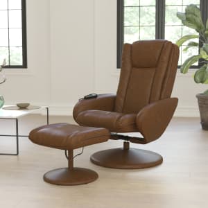 Flash Furniture Multi-Position Heated Massage Recliner And Ottoman, Brown