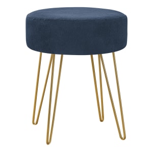 Monarch Specialties Sharon Ottoman With Hairpin Legs, Blue/Gold