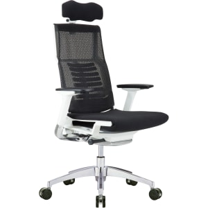 Raynor Powerfit Erognomic Fabric High-Back Executive Office Chair, White/Black