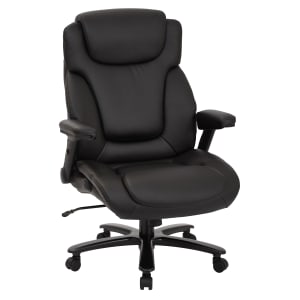 Office Star Pro-Line II Big & Tall Bonded Leather High-Back Chair With Arms, Black