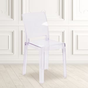 Flash Furniture Ghost Chair With Square Back, Transparent Crystal