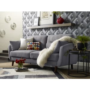 Elle Decor Chloe Mid-Century Modern Sofa, Dark Gray/Chestnut