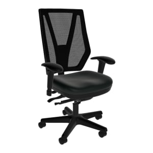 Sitmatic GoodFit Mesh Enhanced Synchron High-Back Chair With Adjustable Arms, Black Polyurethane/Black