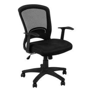 Monarch Specialties Presley Ergonomic Faux Leather Mid-Back Office Chair, Black
