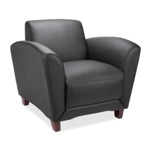 Lorell Accession Bonded Leather Reception Club Chair Black PopularChairscom   
