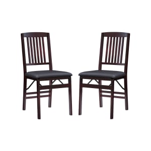 Linon Triena Faux Leather Folding Chairs Dark BrownEspresso Set Of 2 Chairs PopularChairscom   