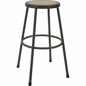 Lorell Metal Shop Stool, 30in Wood Medium Density Fiber (MDF) Seat Material, Light Gray