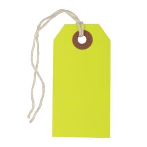 JAM Paper Small Gift Tags, 3-1/4in x 1-9/16in, Neon Yellow, Pack Of 10 Tags