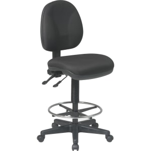 Office Star Deluxe Ergonomic Fabric Drafting Chair With Back, Black