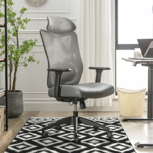 Serta SitTrue Ridgefield Ergonomic Mesh/Vegan Leather High-Back Task Office Chair, Gray/Black
