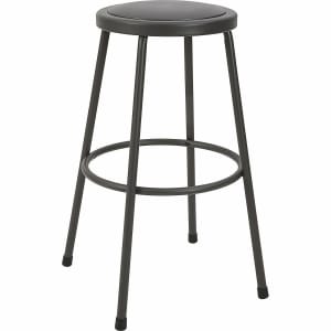 Lorell Metal Shop Stool, 30in Vinyl Seat Material, Light Gray