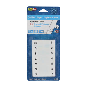 Redi-Tag Permanent Index Tabs, White, 1-10 & 3 Blank Per Set, 8 Sets, 104 Total Tabs