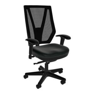 Sitmatic GoodFit Mesh Synchron High-Back Chair With Adjustable Arms, Black Polyurethane/Black