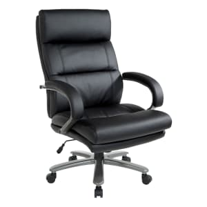 Office Star Big And Tall Ergonomic Bonded Leather High-Back Executive Chair, Black