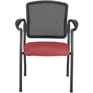 WorkPro Spectrum Series Mesh/Vinyl Stacking Guest Chair With Antimicrobial Protection, With Arms, Red, Set Of 2 Chairs, BIFMA Compliant