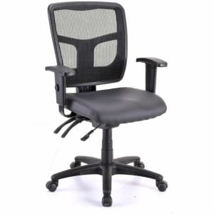 Lorell Executive Antimicrobial Mid-back Chair - Antimicrobial Vinyl Seat Material - Black Frame Color - 86241