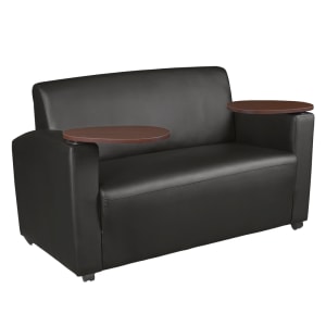 Regency Supernova Loveseat With Tablet Arm, 33inH x 56inW x 29inD, Black