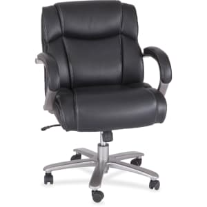 Safco Big & Tall Bonded Leather Mid-Back Chair, 350 Lb Capacity, Black
