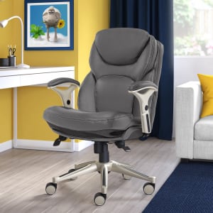 Serta Claremont Ergonomic Bonded Leather Mid-Back Office Chair, Gray