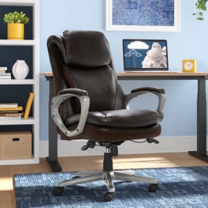 Serta Smart Layers Arlington AIR Ergonomic Bonded Leather High-Back Executive Chair, Brown