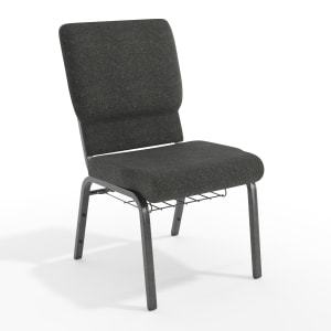 Flash Furniture HERCULES Church Chair With Book Rack, Dark Gray/Silver Vein